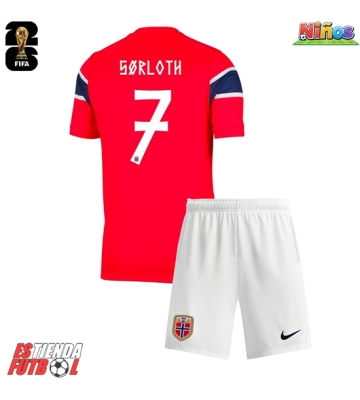 Noruega Alexander Sorloth #7 Primera Equipación Niños Mundial 2026 Manga Corta (+ Pantalones cortos)